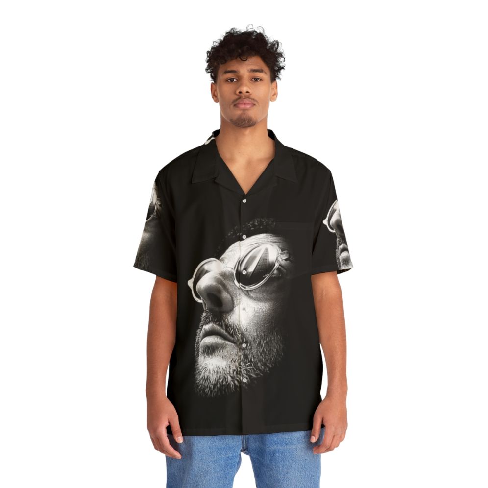 Retro "Leon: The Professional" Hawaiian Shirt with Artwork - People Front