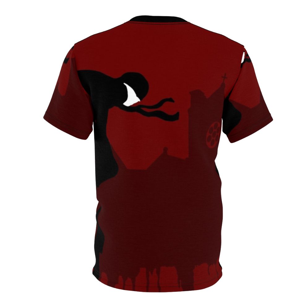 Illustration of a devil-like figure in a Daredevil-inspired minimalist design on a t-shirt - Back