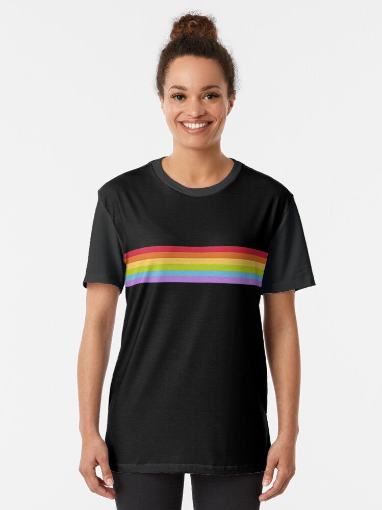 Rainbow stripe graphic t-shirt for gay pride - Women