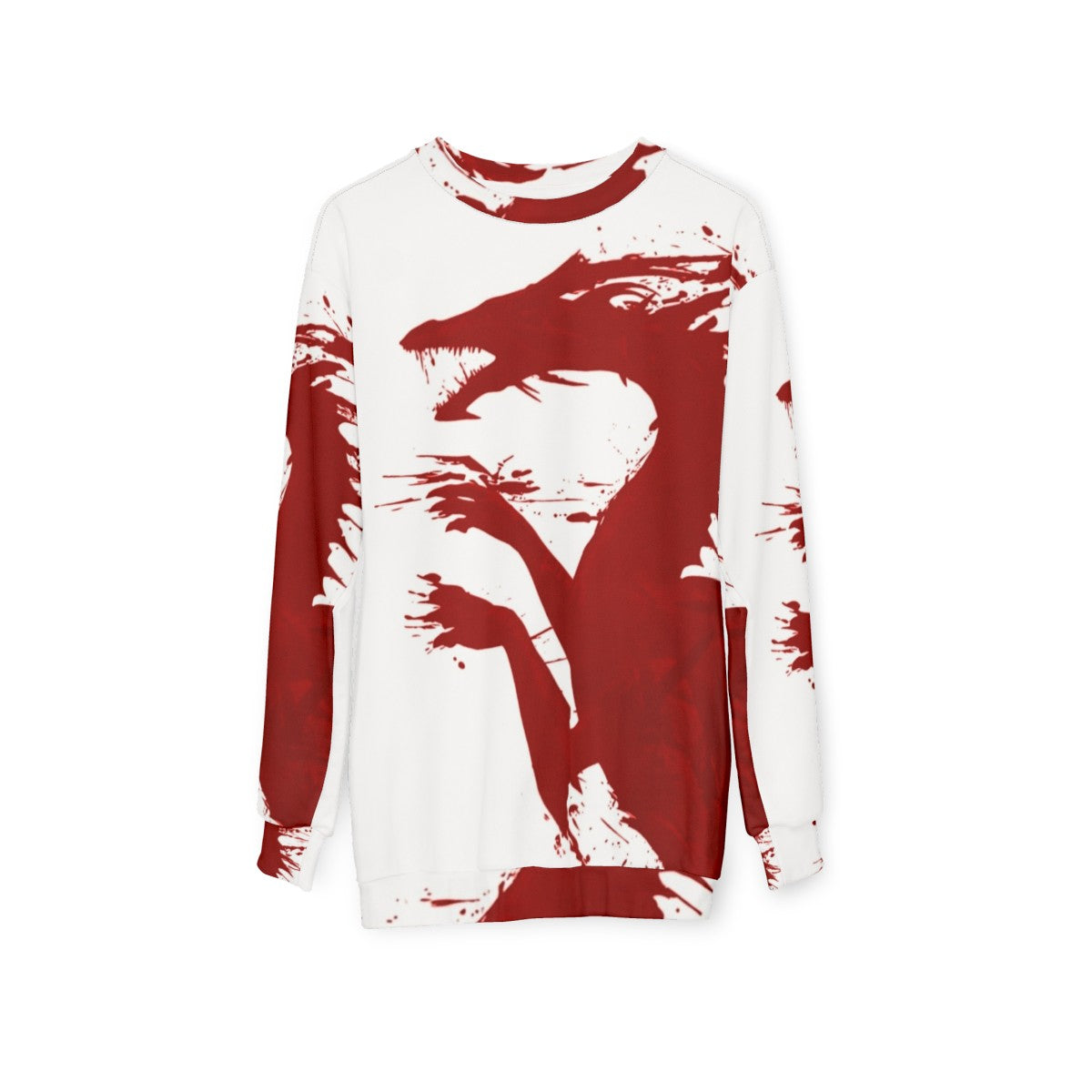 A dragon-themed sweatshirt for gamers and fans of the Dragon Age series - hanging