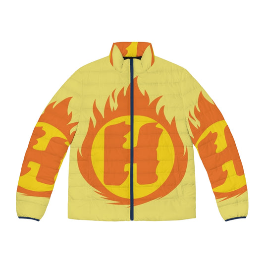 Superhero Letter H Fire Insignia Puffer Jacket