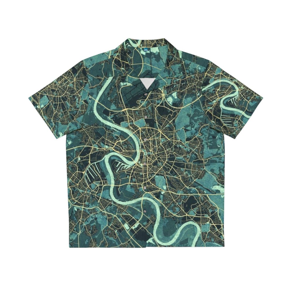 Dusseldorf City Map of Germany Summer Hawaiian Shirt