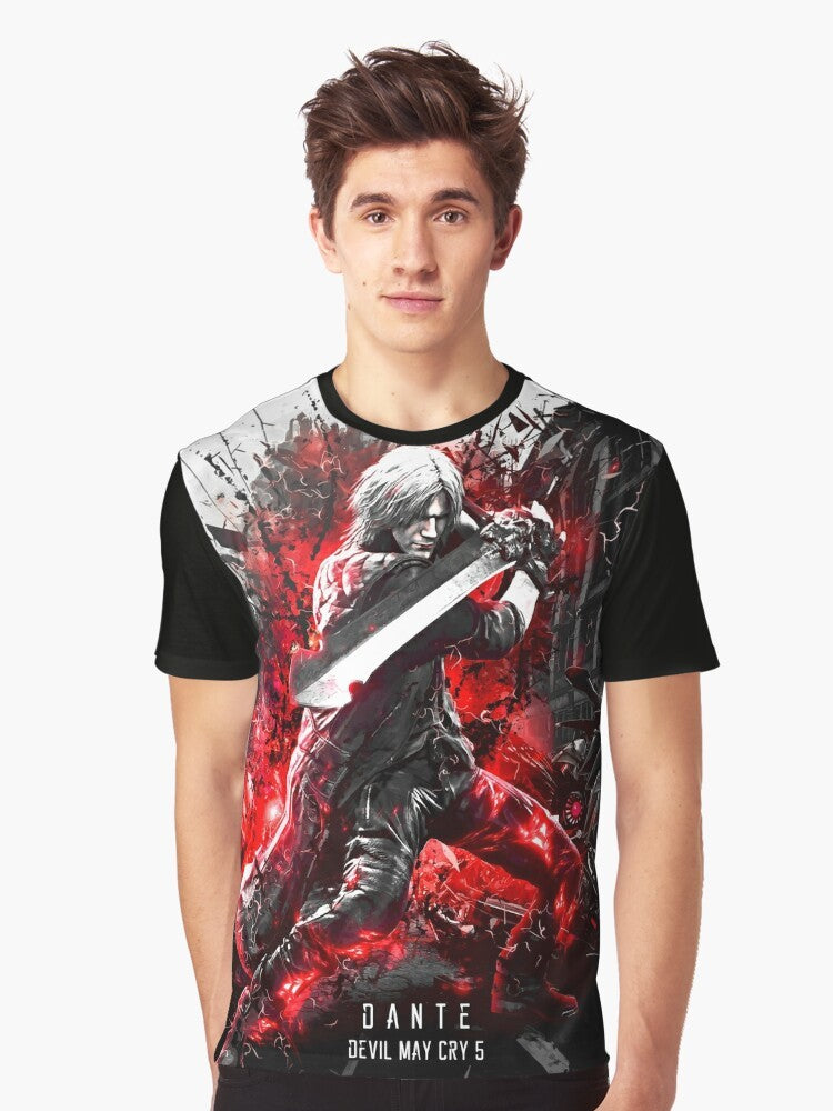 Graphic T-Shirt featuring Dante, the protagonist from the video game Devil May Cry 5 - Men