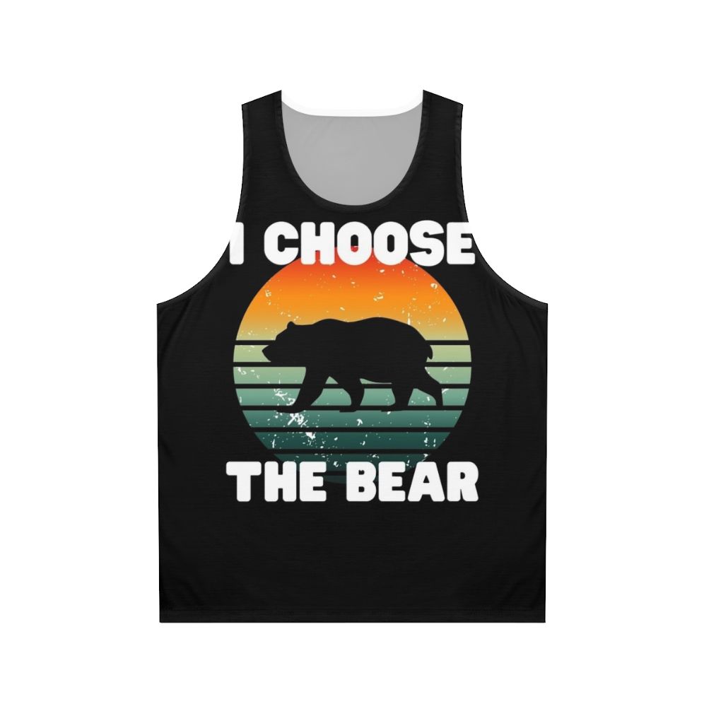 Unisex tank top with a bear graphic design