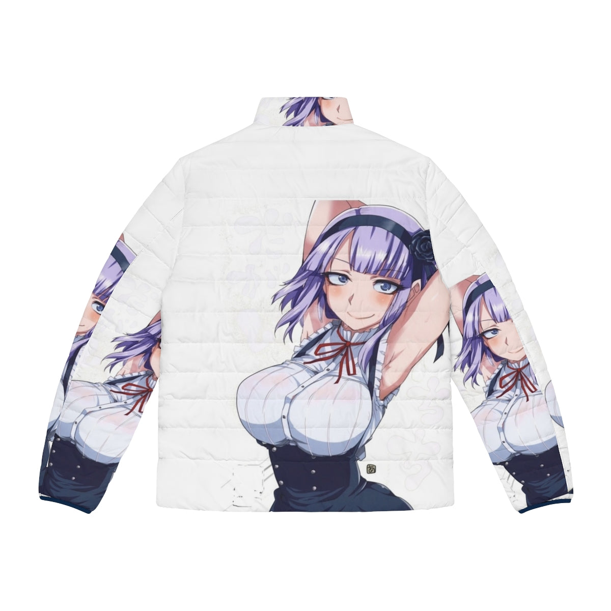 Dagashi Kashi Hotaru anime puffer jacket with vibrant anime design - Back