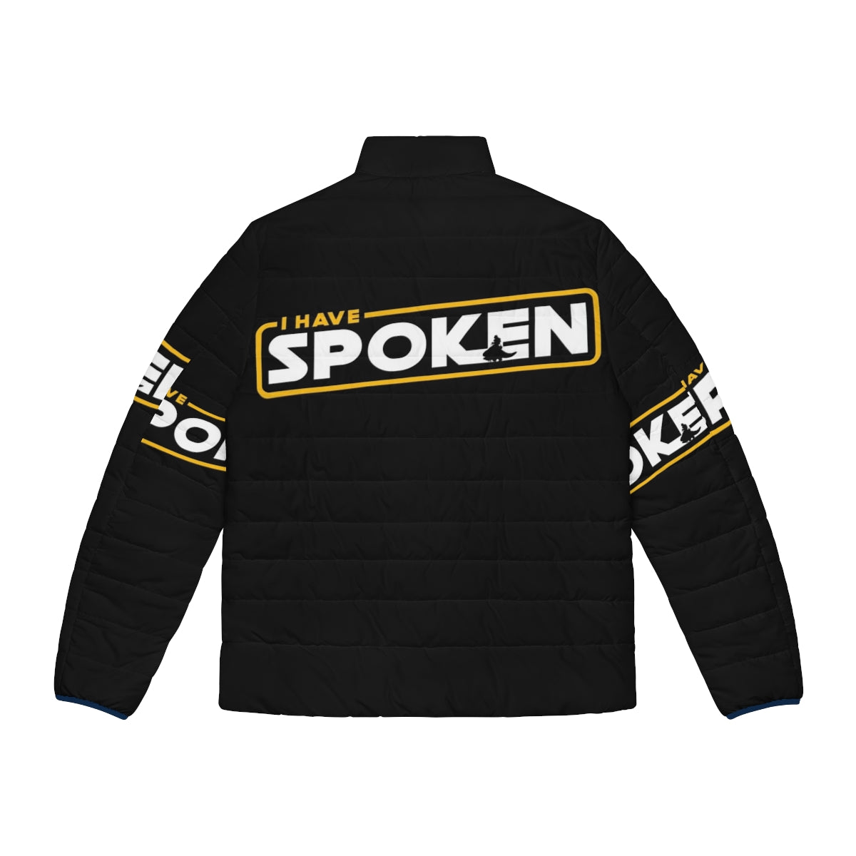 Mandalorian Puffer Jacket featuring "I Have Spoken" quote and logo - Back