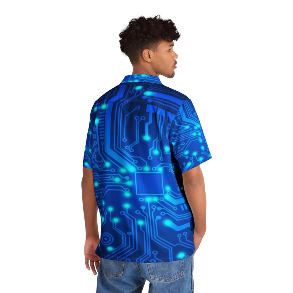 Electronic circuit Hawaiian shirt with colorful tropical patterns - People Back