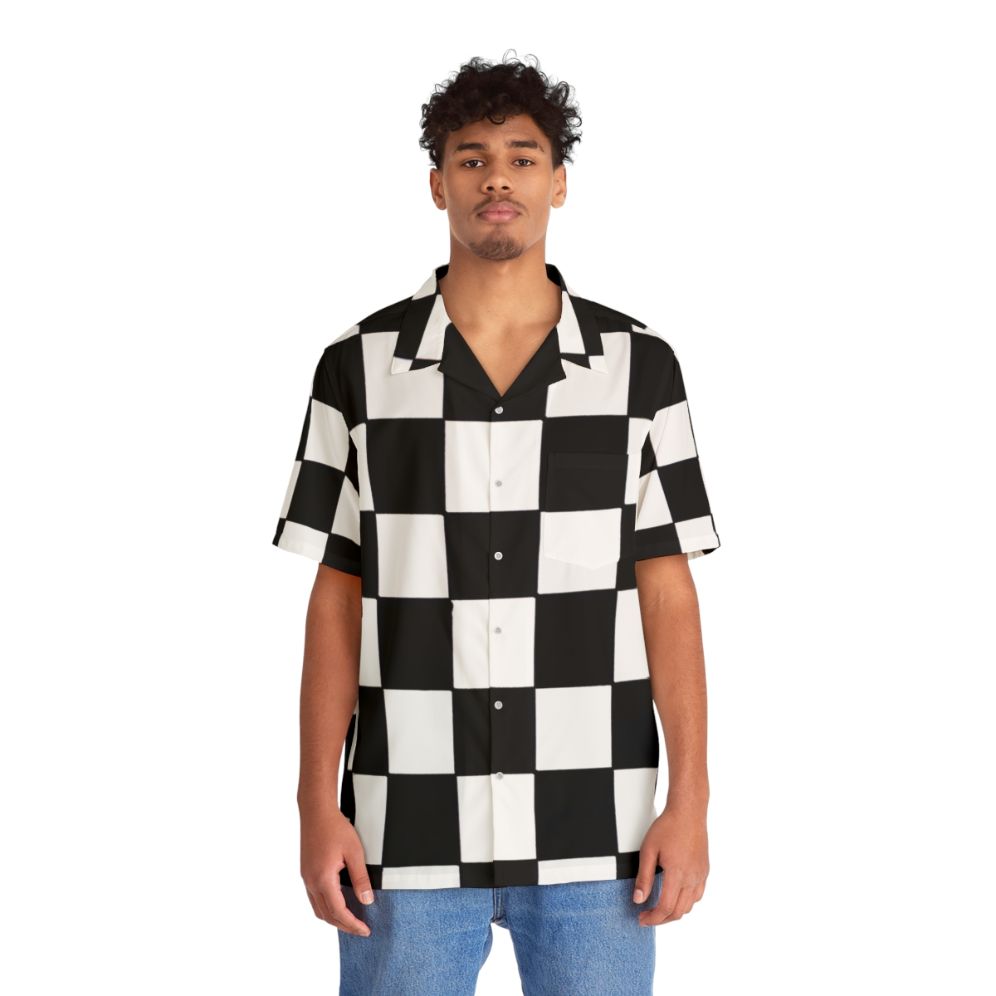 Checkered black and white Hawaiian shirt - People Front