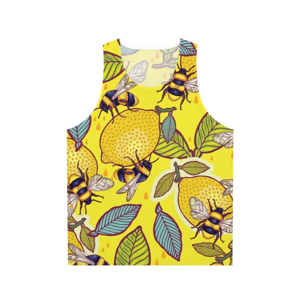 Yellow Lemon and Bee Garden Unisex Tank Top