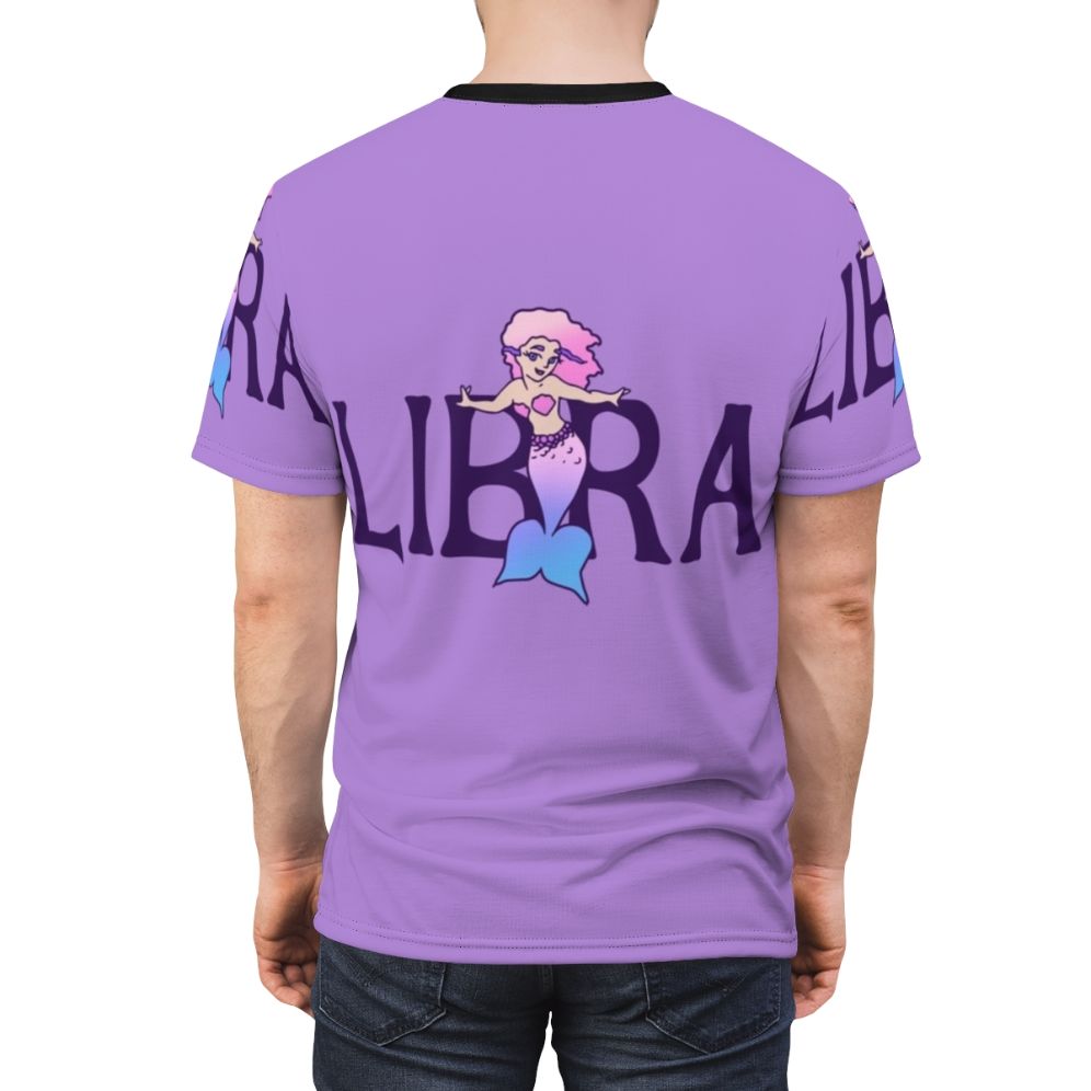 Libra mermaid illustration on a pink t-shirt - men back