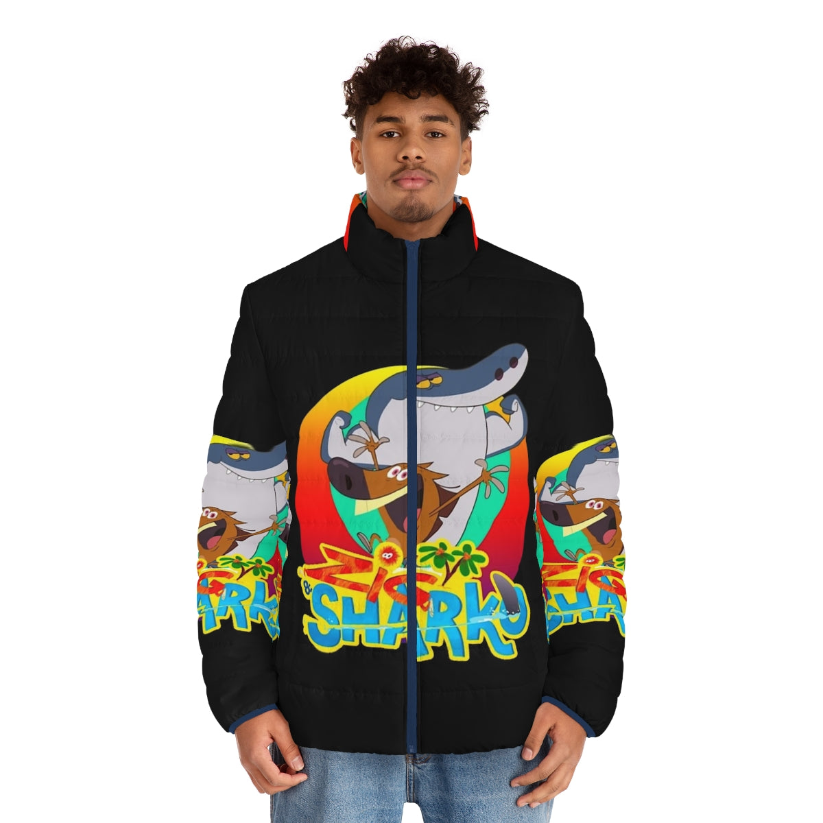 Zig and Sharko Games themed puffer jacket for kids - men front