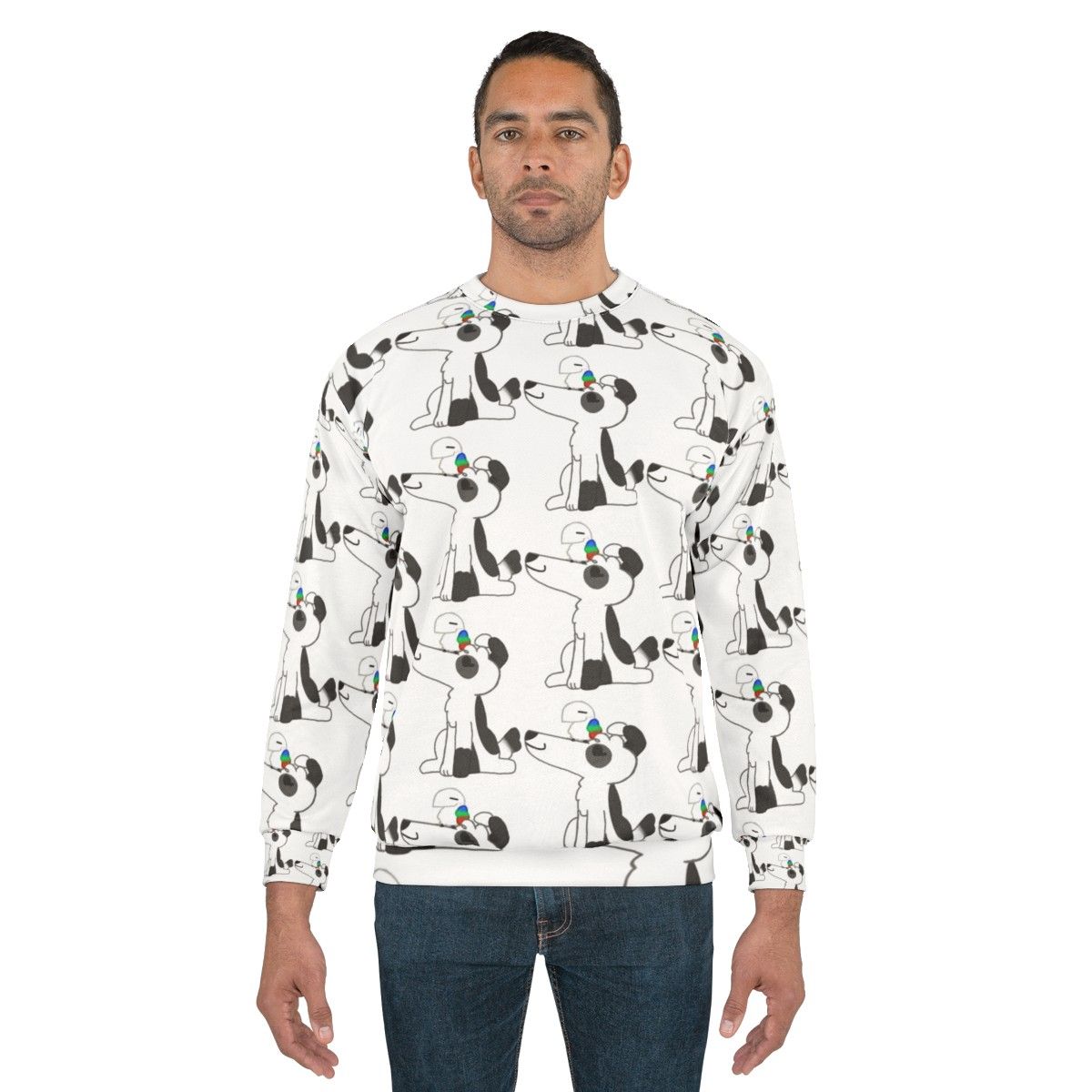 Dog and bird print sweatshirt - men