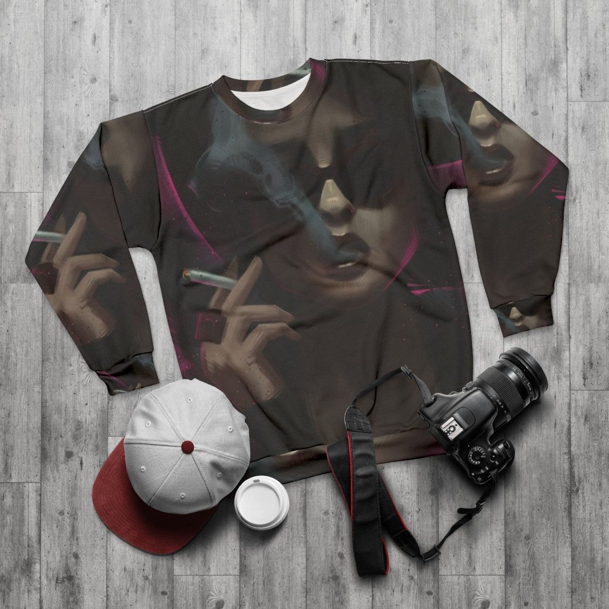 Marla Singer Fight Club Sweatshirt, featuring the iconic character from the classic movie - flat lay