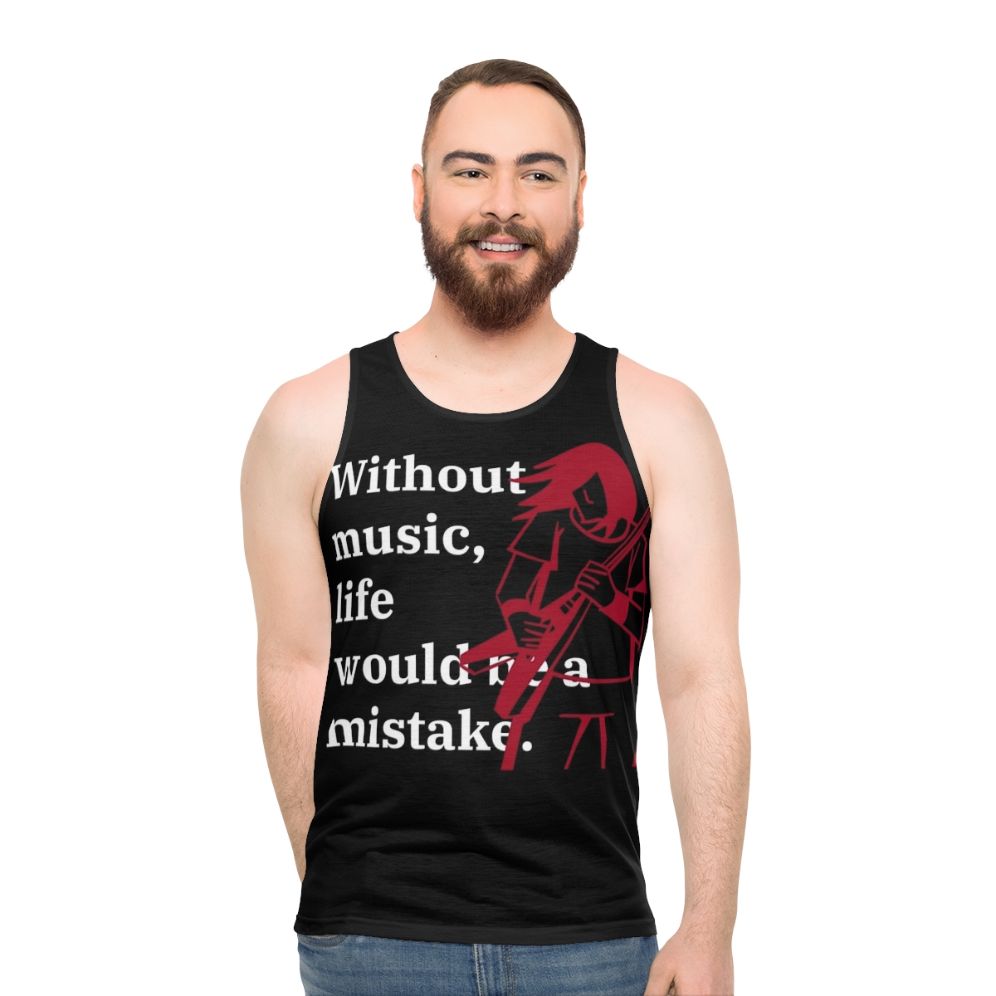 Unisex Tank Top with "Without Music, Life Would Be a Mistake" Quote - men