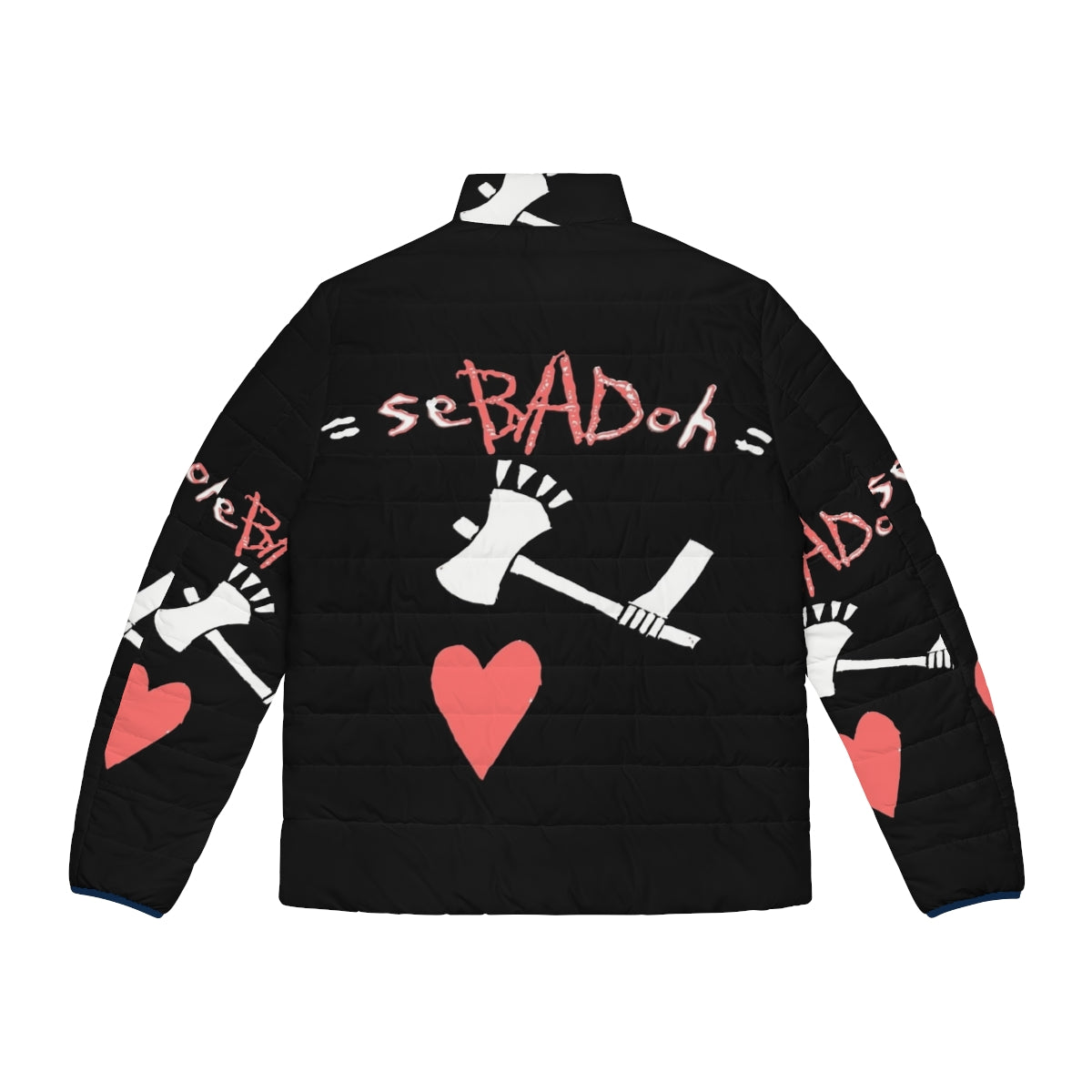 Sebadoh puffer jacket featuring the iconic indie band logo - Back