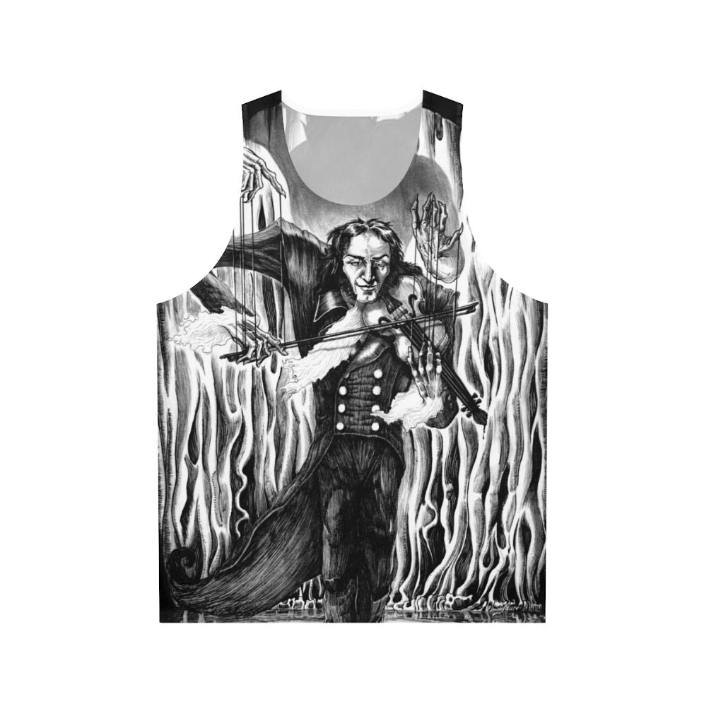 Dark musician unisex tank top with Niccolo Paganini violin art