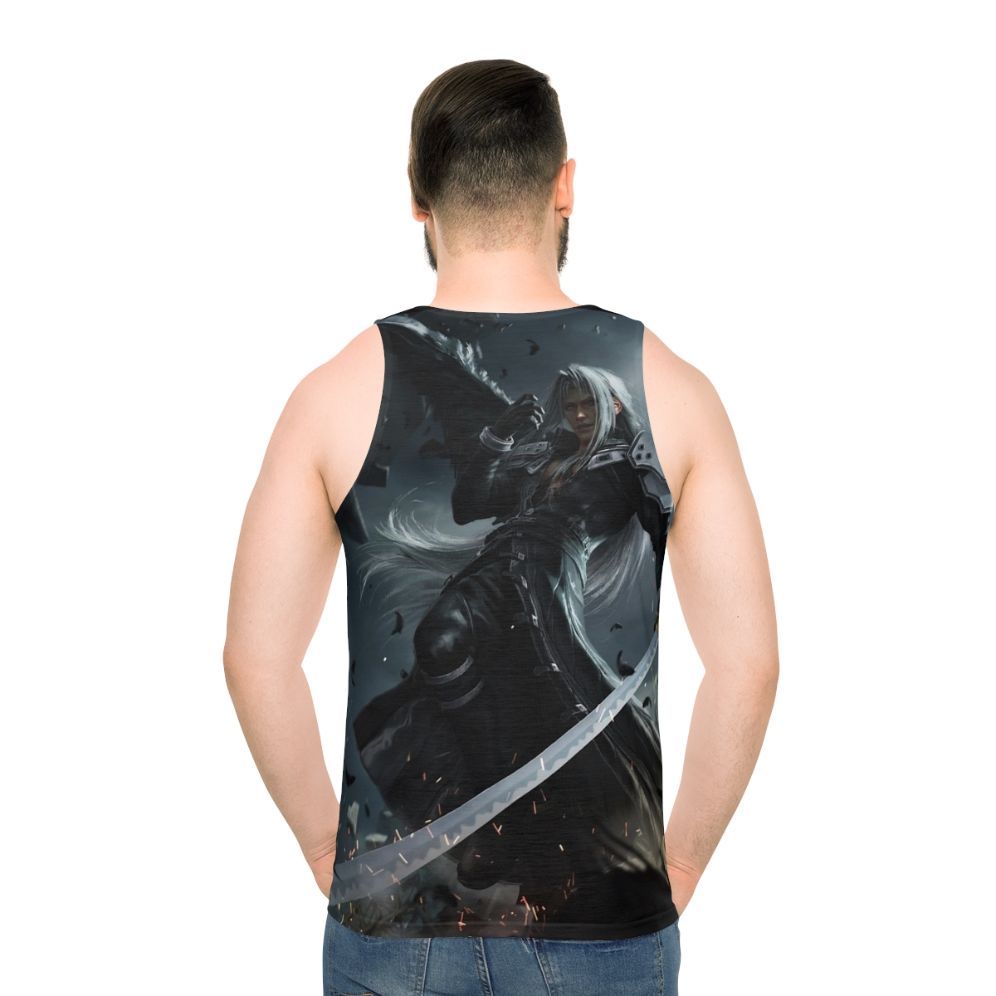 Sephiroth one-winged angel fantasy video game tank top - men back