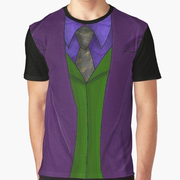 Purple Cosplay Graphic T-Shirt with Joker Costume Design