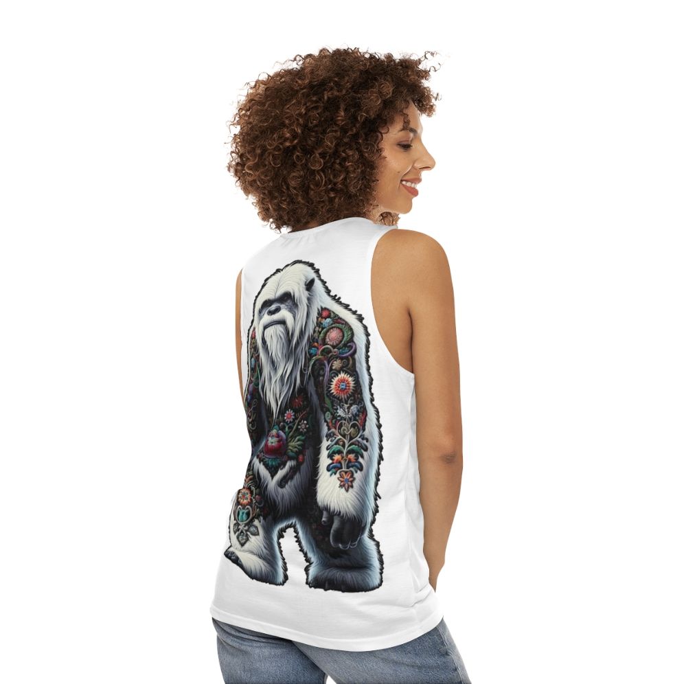 Embroidered yeti unisex tank top - women back