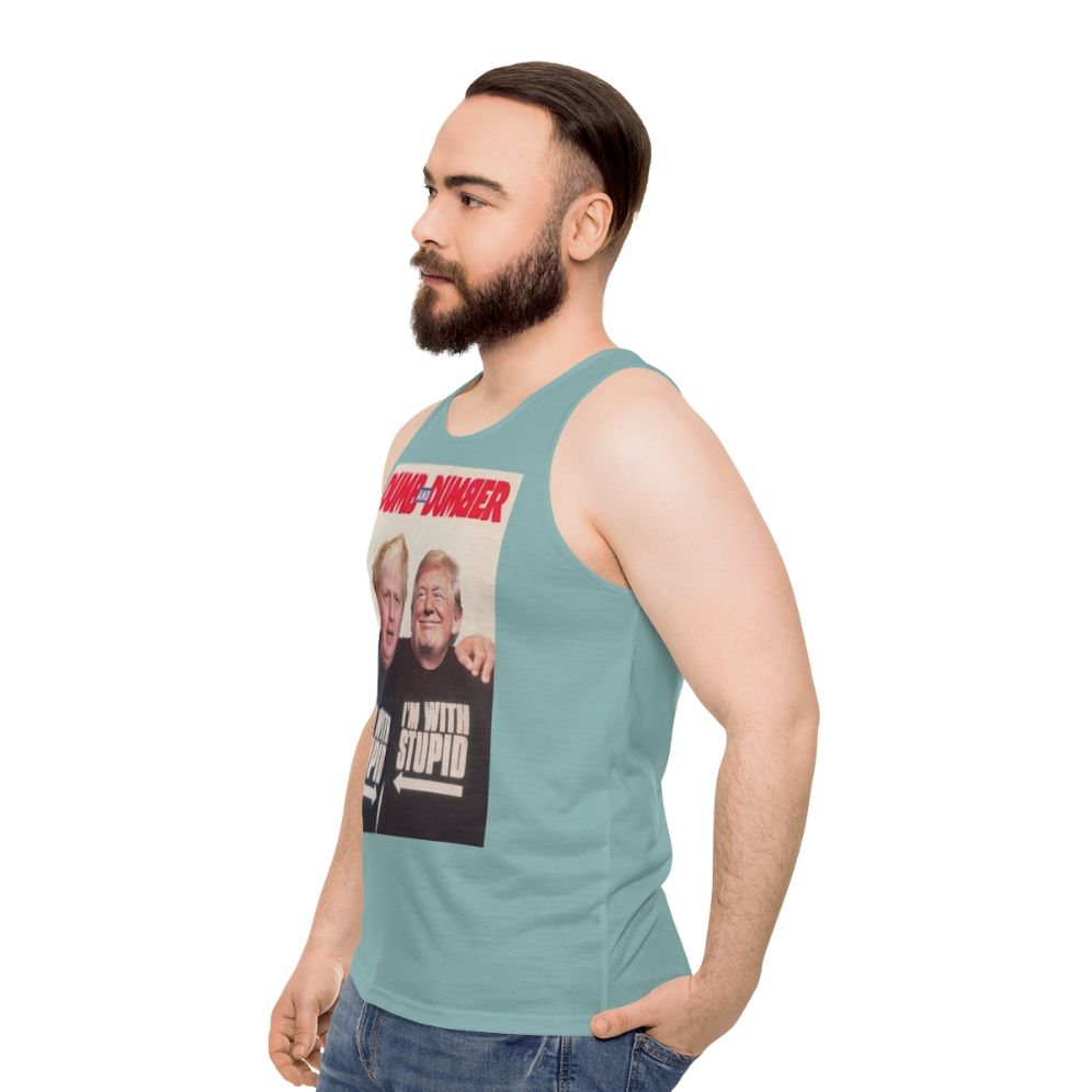 Anti-Trump and Anti-Boris Johnson Unisex Tank Top - men side