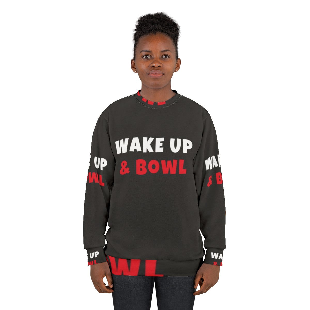 Wake Up and Bowl Sweatshirt with Focus on Hobbies and Activities - women