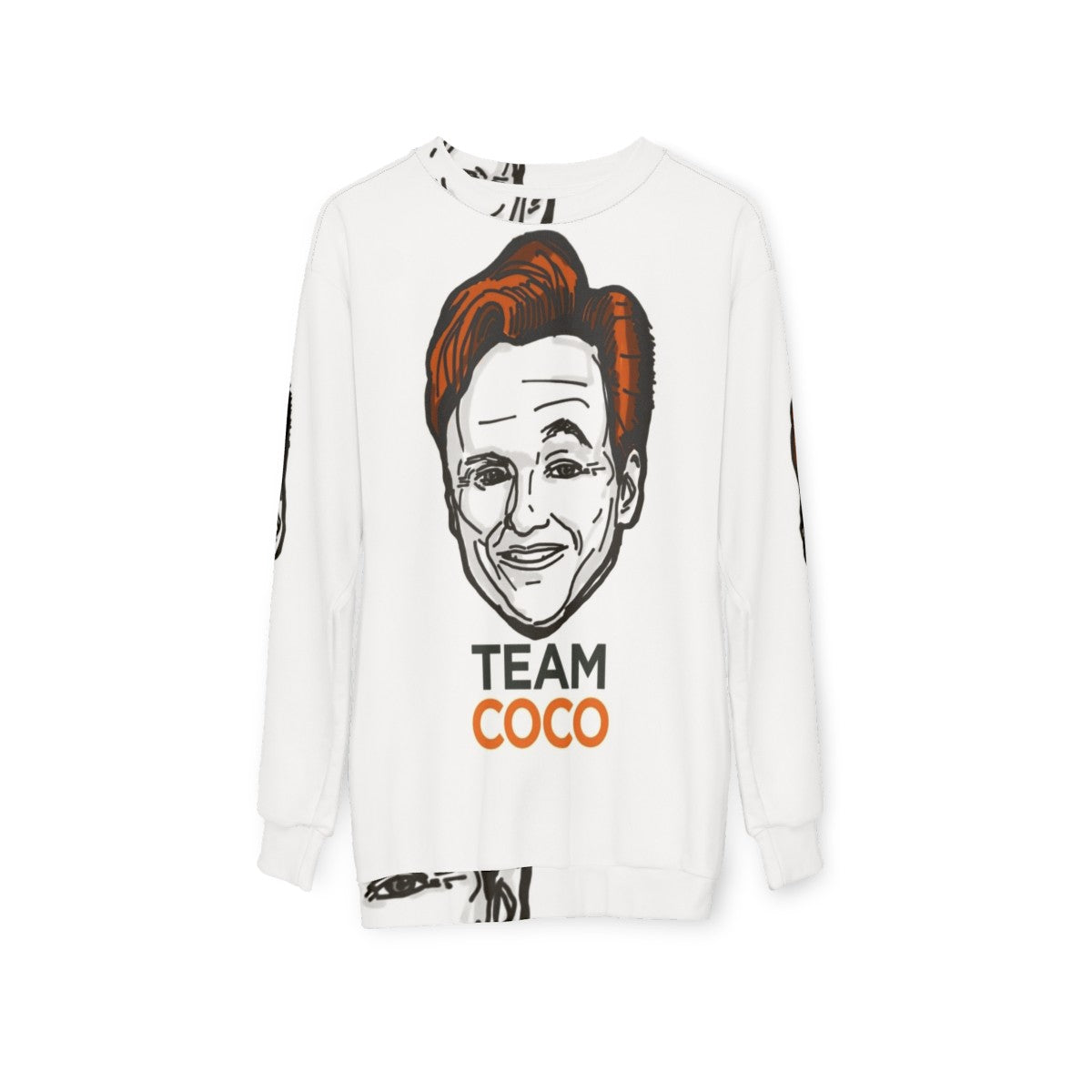 Conan O'Brien Team Coco Smiles Eyebrows Sweatshirt - hanging