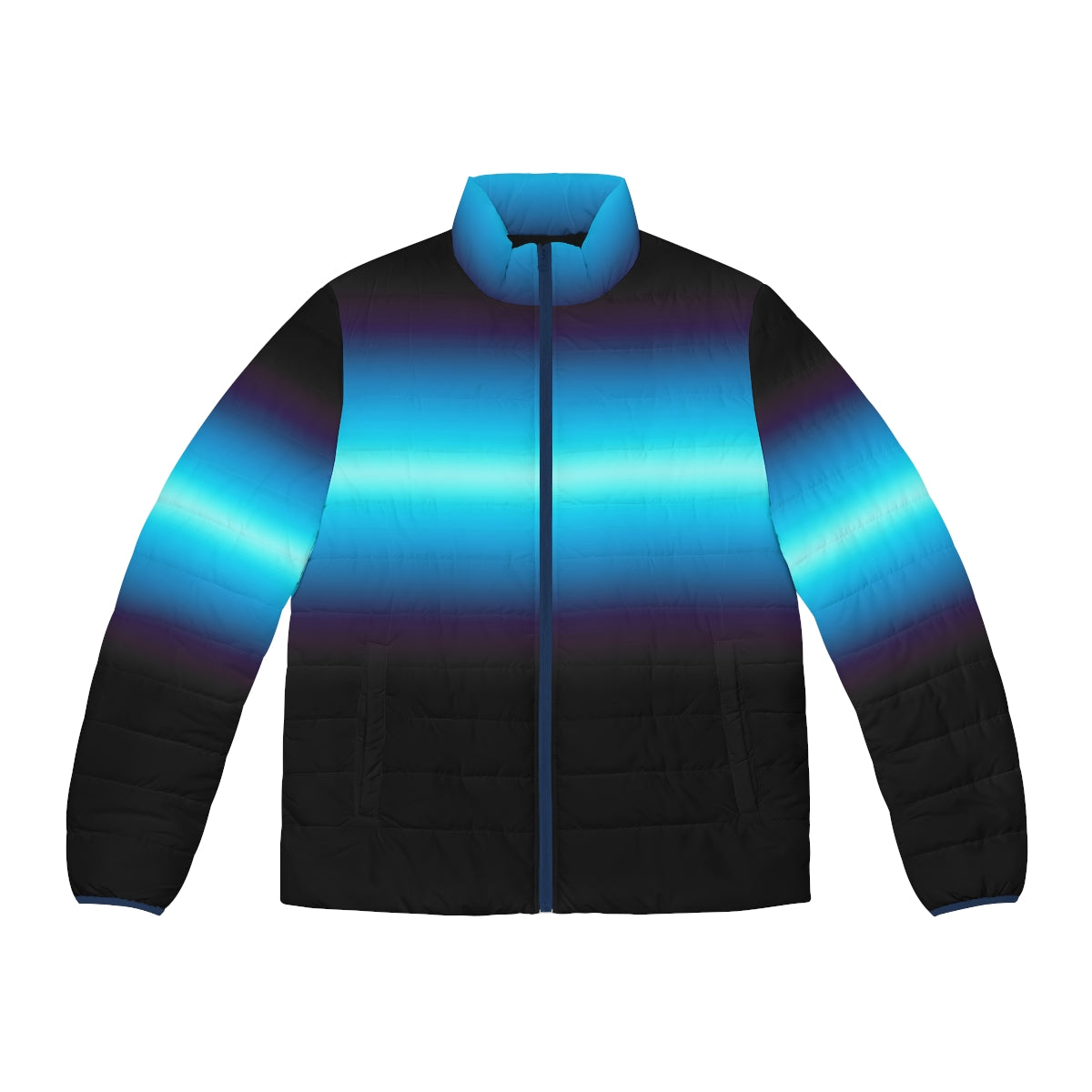 "Electrify Your Style: 'Normal Is A Myth' Puffer Jacket with Gradient, Neon, and Ombre Glow"