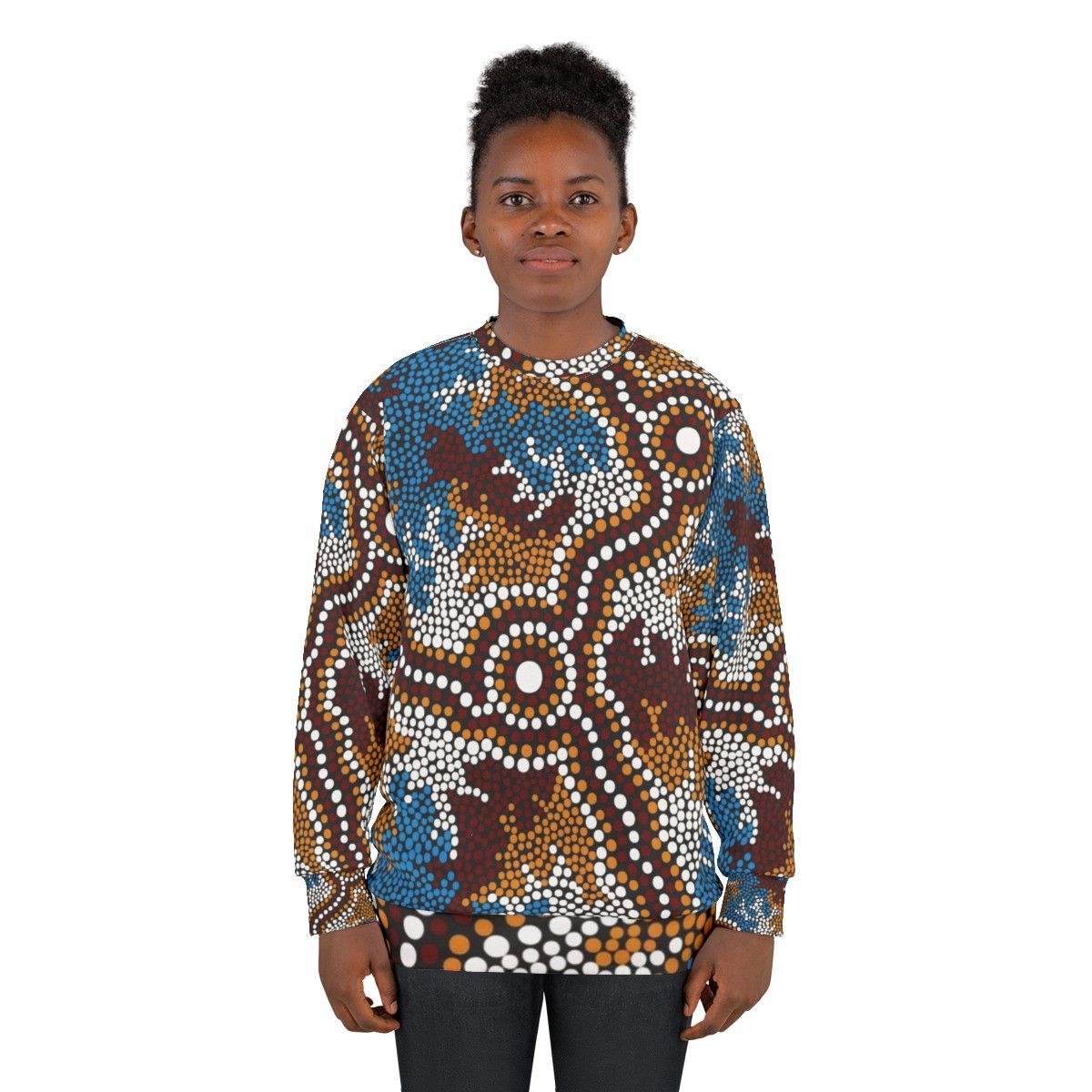 Authentic Aboriginal Art Wetland Dreaming Sweatshirt - women