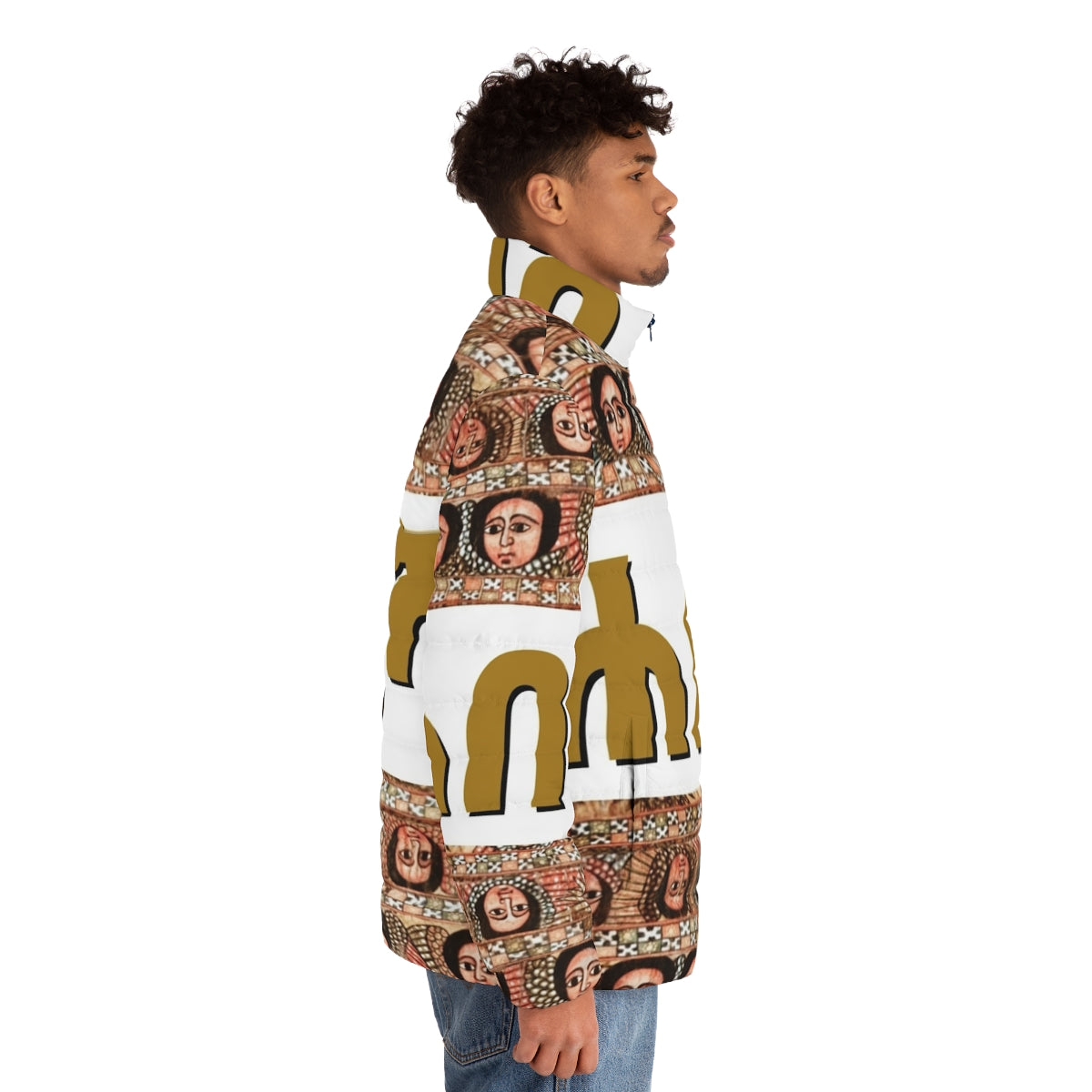 Habesha Puffer Jacket in Stylish Design for Ethiopian Orthodox Tewahedo Believers - men side right