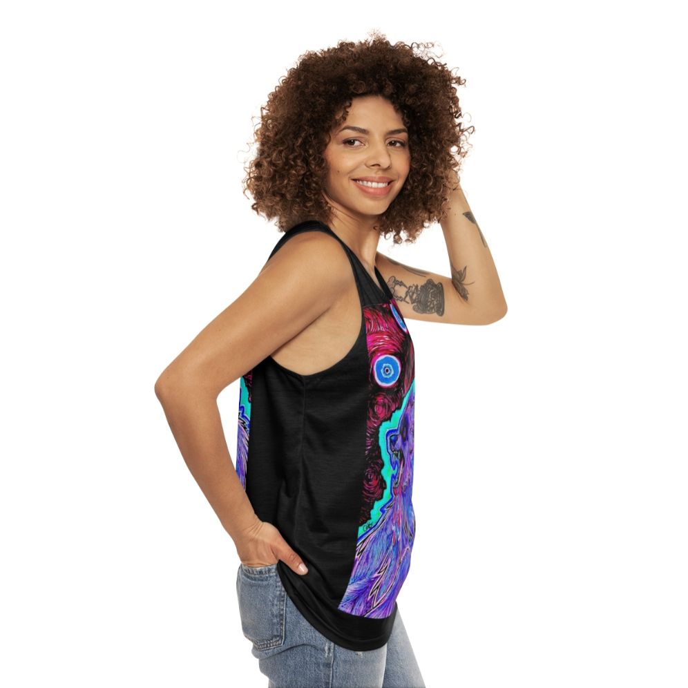 Psychedelic canine design unisex tank top - women side