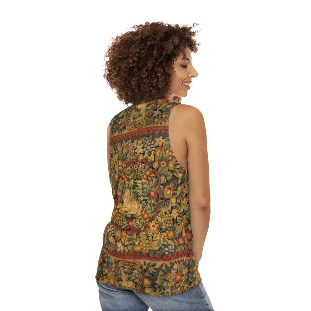 Medieval Unicorn Floral Tapestry Tank Top - women back