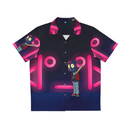 Caravan Springs Lone Mae Hawaiian Shirt with Neon Pink Glowing Midnight Design