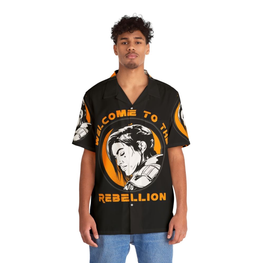 Gina Carano Hawaiian Shirt with Mandalorian and Rebellion Design - People Front