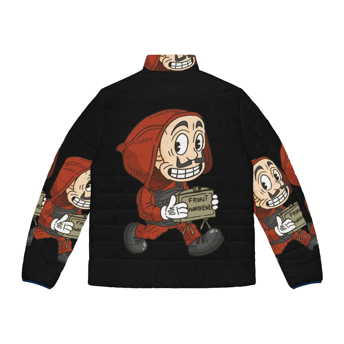 Vintage Cartoon Style Money Heist Puffer Jacket - Back