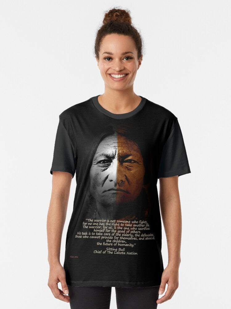 Sitting Bull Native American Warrior Quote Inspirational Graphic T-Shirt Design - Women