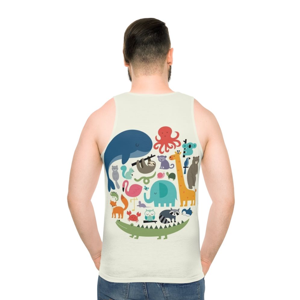 Unisex tank top with vibrant animal print design - men back