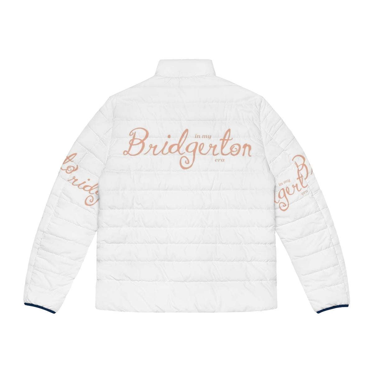 Bridgerton-inspired pink puffer jacket with focus on regency fashion - Back