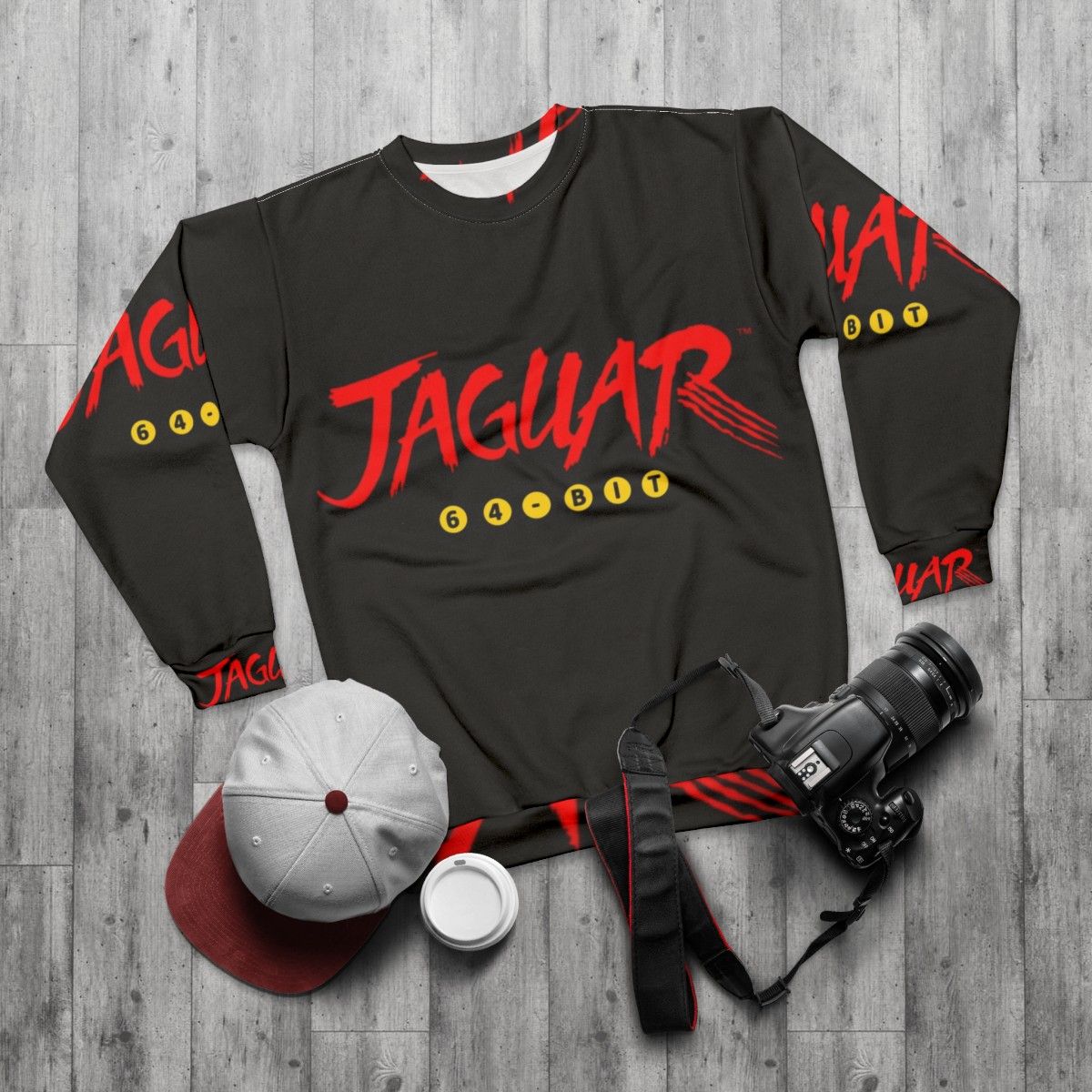 Retro Jaguar 64 Bit Sweatshirt - flat lay