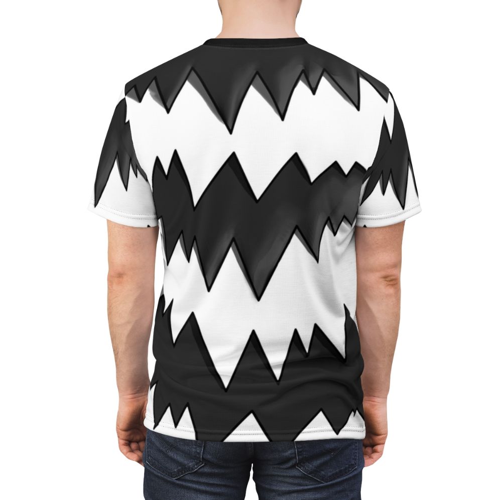 Galarian Inspired Zigzagoon Pattern T-Shirt featuring a black and white design - men back