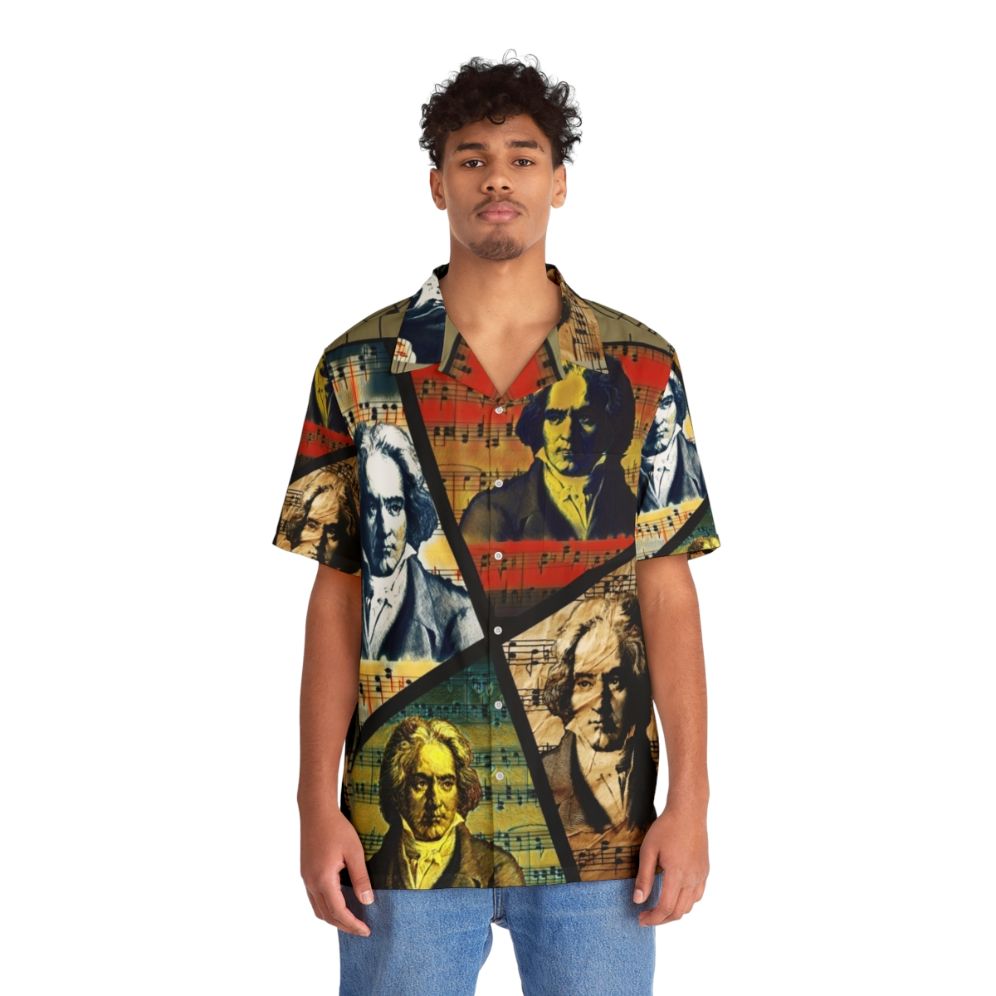 Beethoven Painting Collage Hawaiian Shirt - People Front