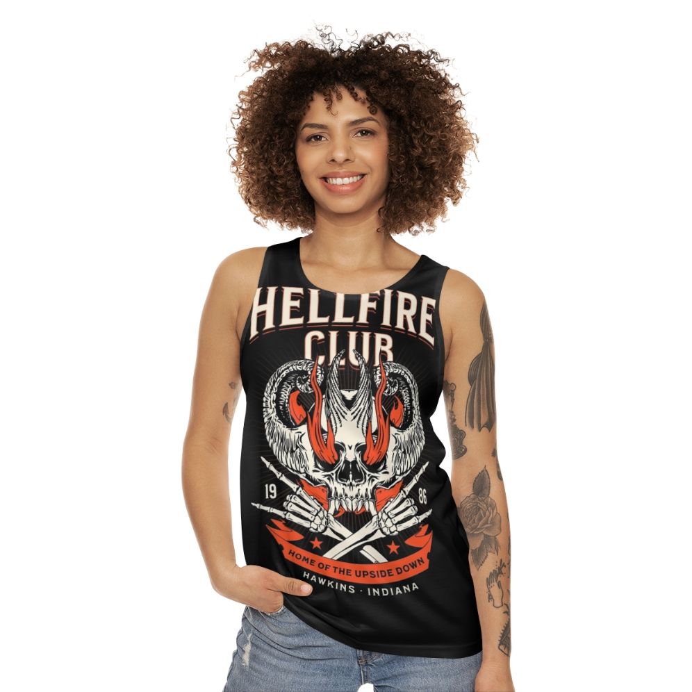 Hellfire Club unisex tank top with Stranger Things-inspired design - women