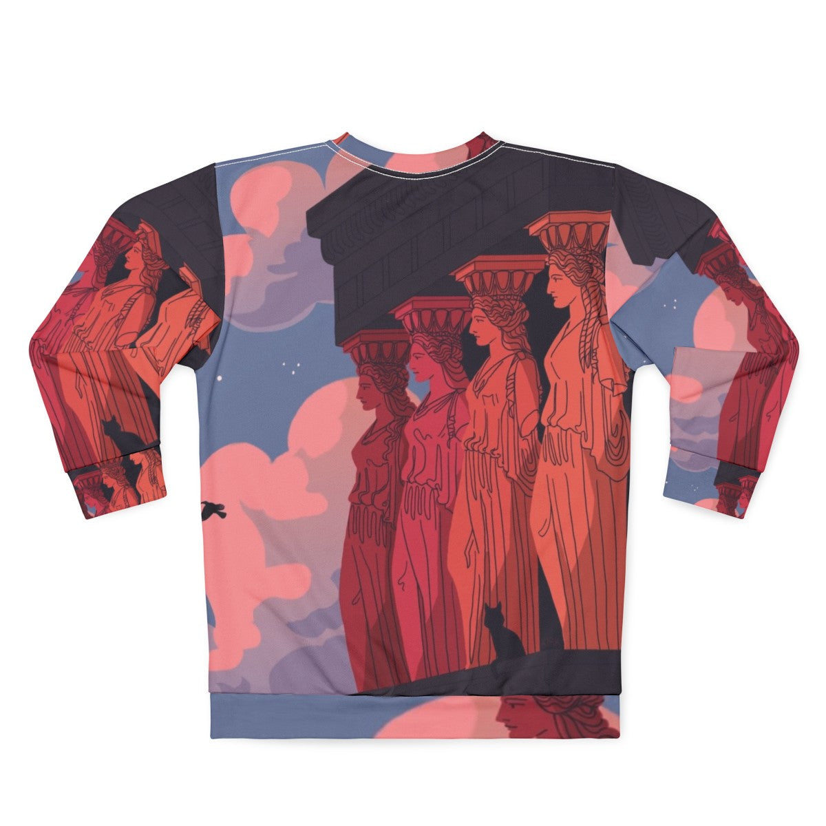 Caryatids At Dusk Sweatshirt depicting ancient Greek archaeological ruins - Back