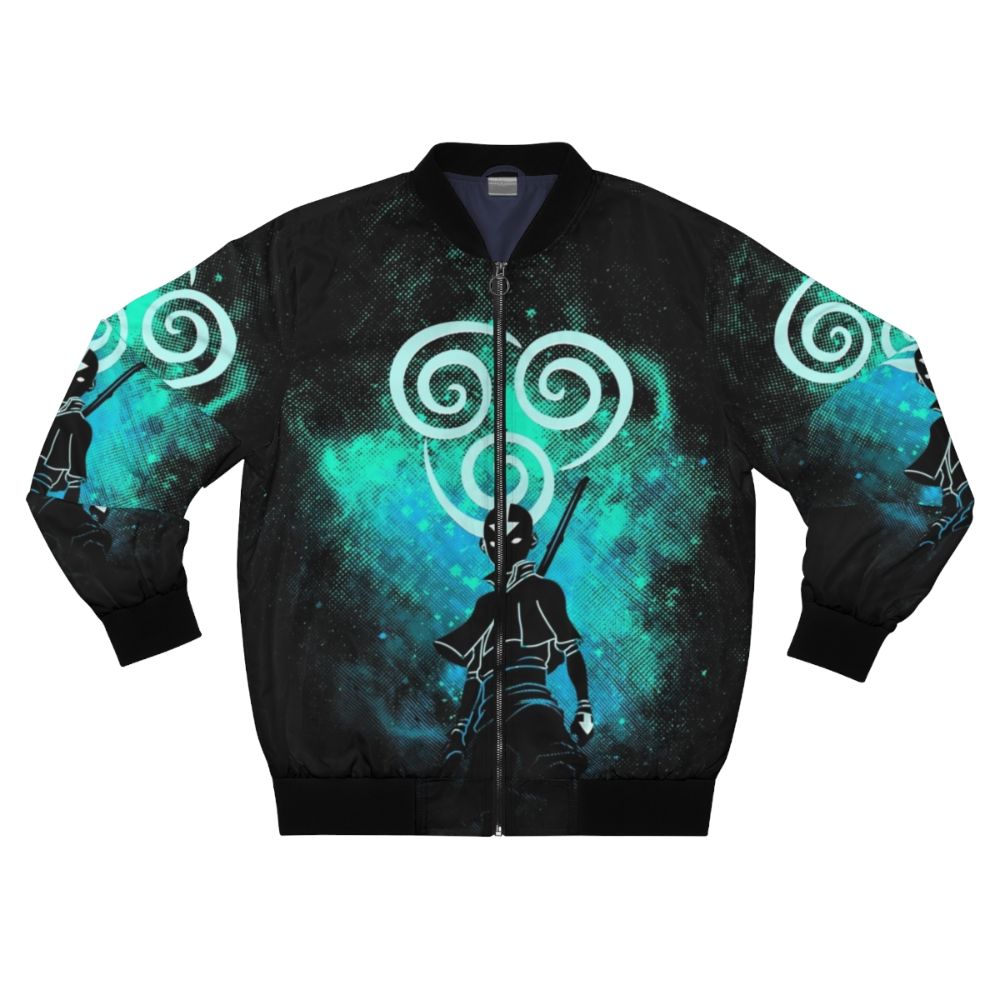 Air Bender Bomber Jacket featuring the iconic Air Nomad symbols and colors