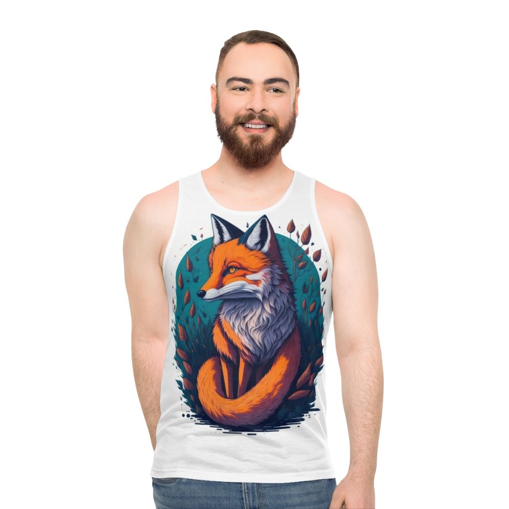 Legendary Fox Unisex Tank Top with Pastel Watercolor Fantasy Design - men