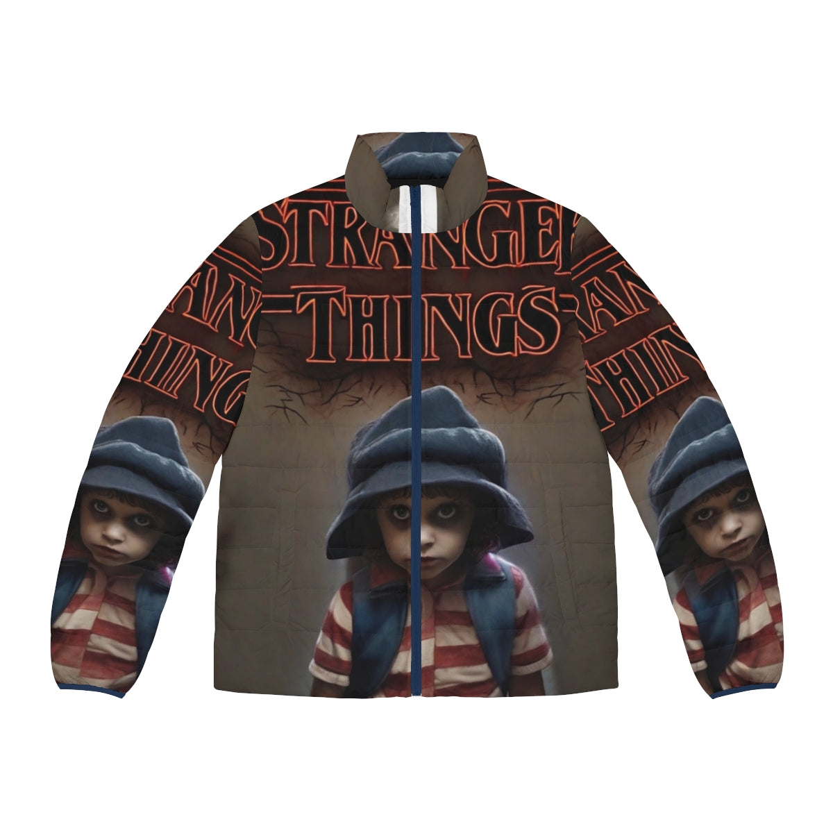 "Stranger Things Eleven Puffer Jacket featuring sci-fi inspired design"