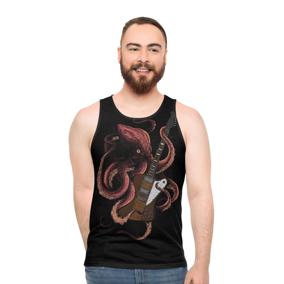 Octopus playing electric guitar, musician tank top - men