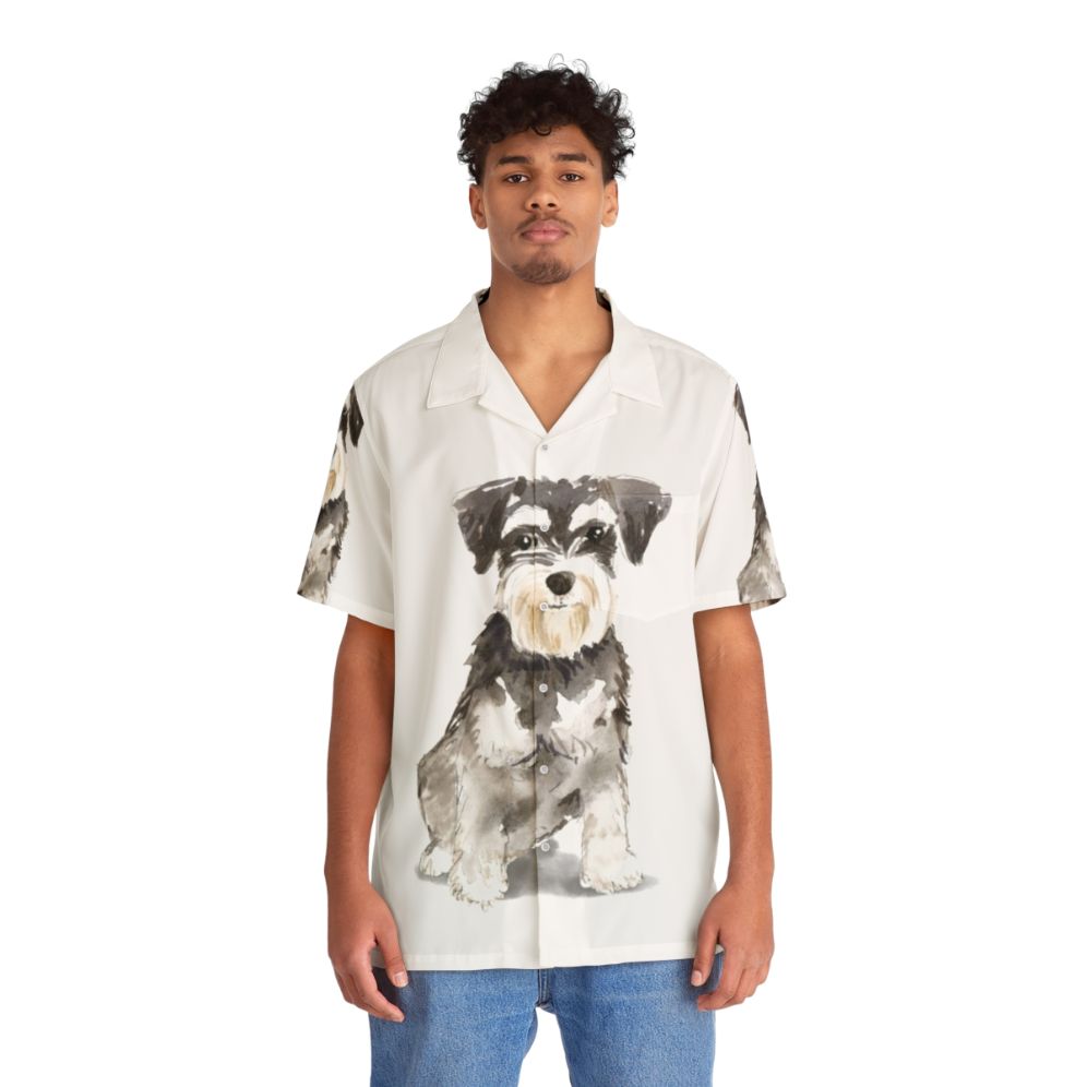 Watercolor Miniature Schnauzer Hawaiian Shirt - People Front