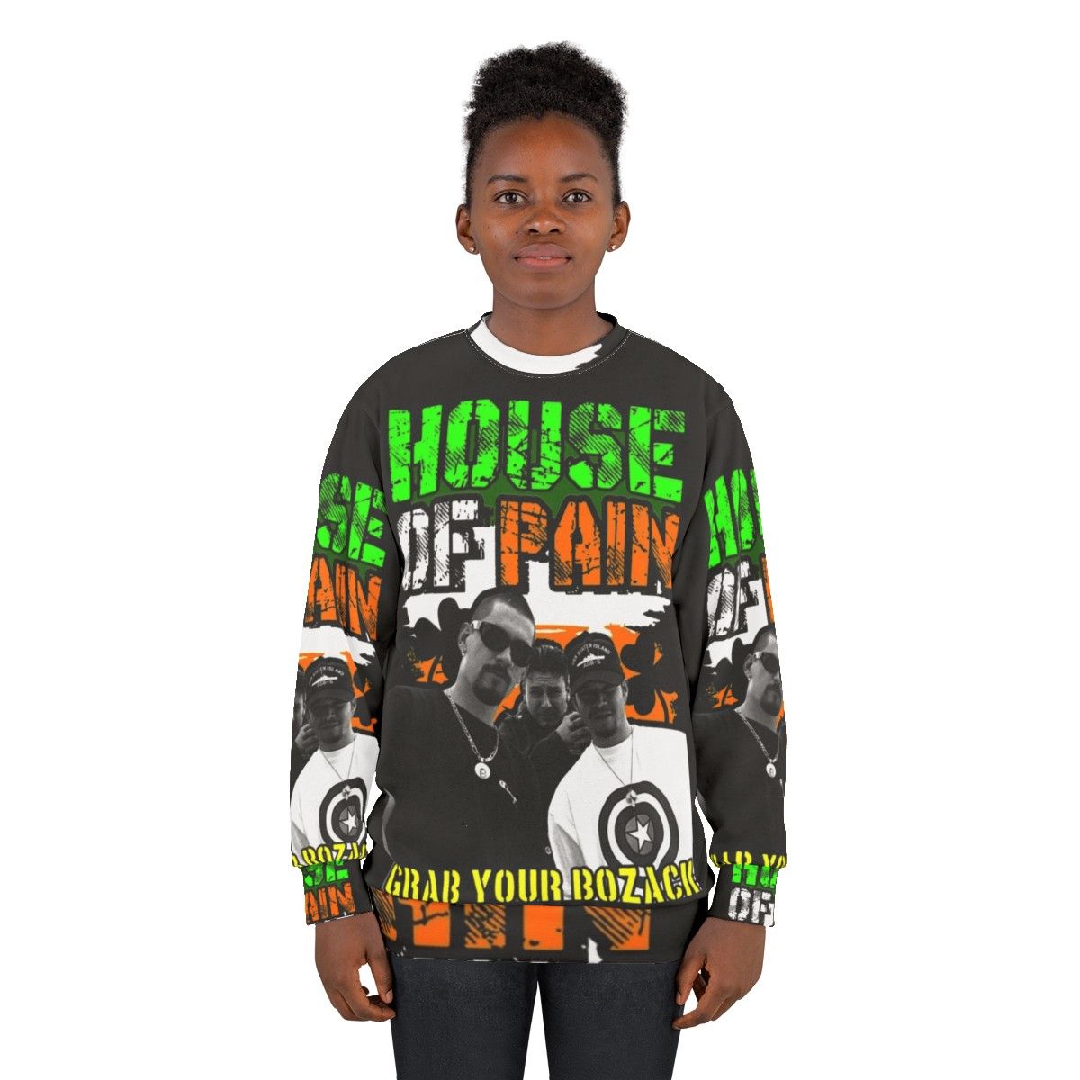 House of Pain 90s Long Sleeve Sweatshirt with Punk Music and Indie Band Graphics - women