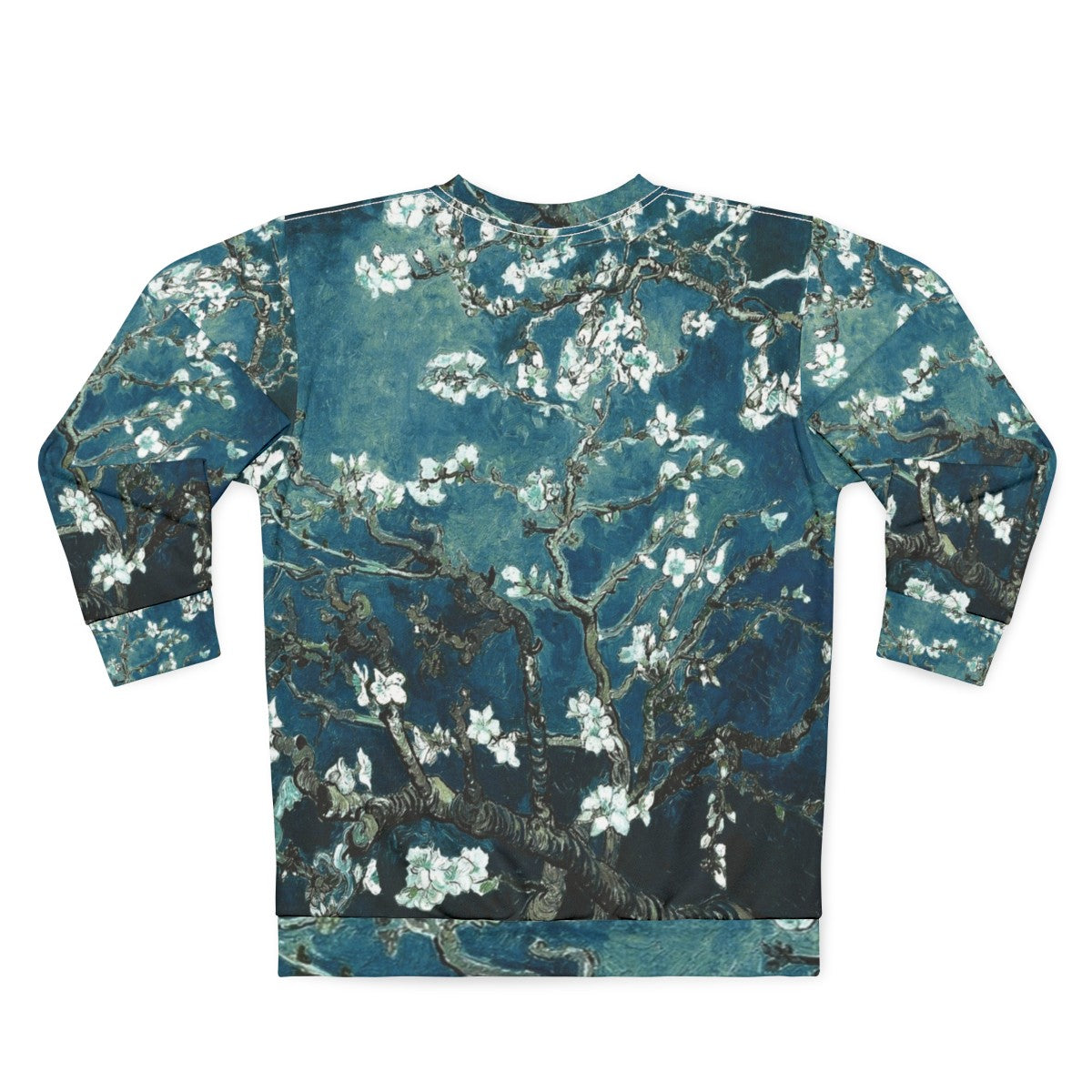 Teal Van Gogh Almond Blossoms Impressionist Floral Sweatshirt - Back