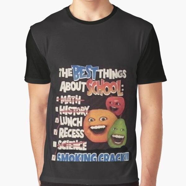 Annoying Orange graphic tee featuring funny school-themed design